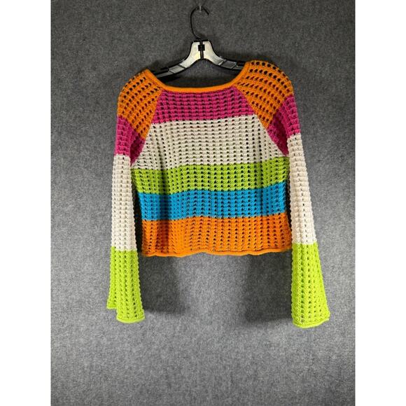 Wild Fable Sweater Women M Square Neck Pointelle Pullover Hippie Boho Festival - Picture 6 of 7